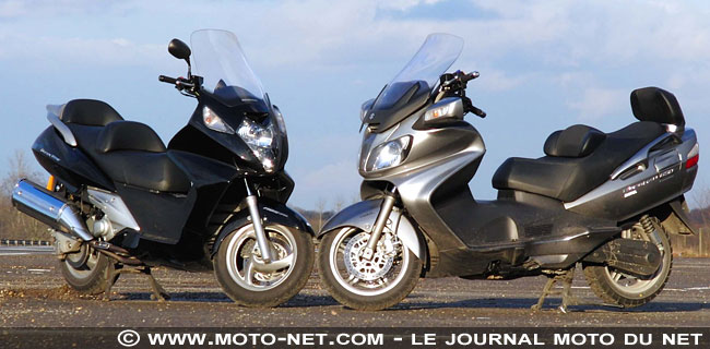 Essai comparatif maxiscooters Honda Silverwing 600 et Suzuki Burgman 650