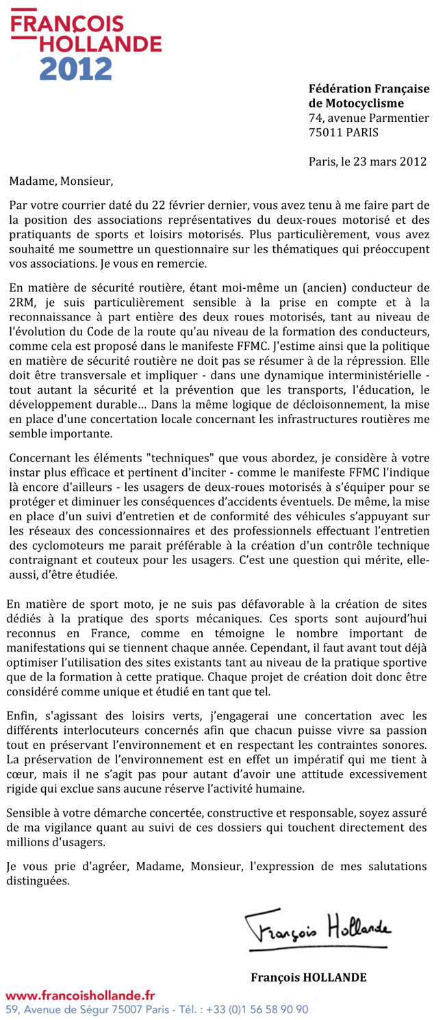 Election de François Hollande - Sécurité routière : le statu quo, c'est maintenant !
