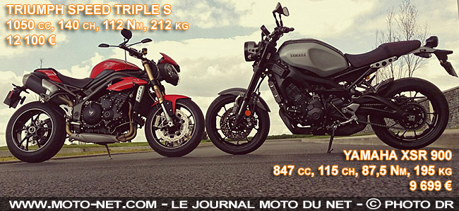 En direct du duel Yamaha XSR900 Vs Triumph Speed Triple S