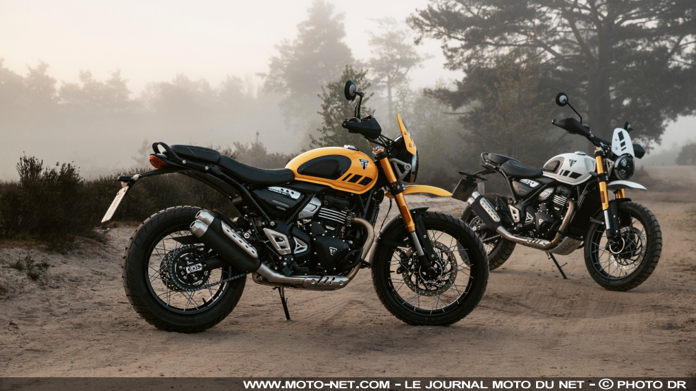 La nouvelle Triumph Scrambler 400 XC au prix de…

Triumph renforce les capacités tout-terrain de son Scrambler 400 par l'intermédiaire de roues à rayons et de protections supplémentaires. Cette Scrambler 400 XC est attendue à la rentrée 2025 au prix de 7445 euros.
