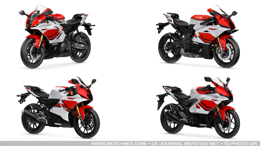 Yamaha fête ses 70 ans avec un coloris anniversaire sur ses motos sportives 2026

Yamaha applique une splendide peinture blanche et rouge sur toute sa gamme de motos sportives YZF : de la R125 à la R9, en passant par la R3 et la R7 remaniée pour 2026. Ce coloris inspiré des années 90 poursuit les célébrations des 70 ans de l'activité deux-roues du constructeur japonais.
