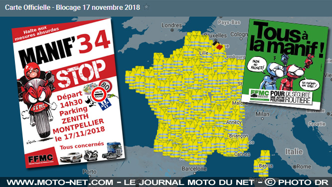 Les actions locales de la FFMC le 17 novembre avec les Gilets jaunes