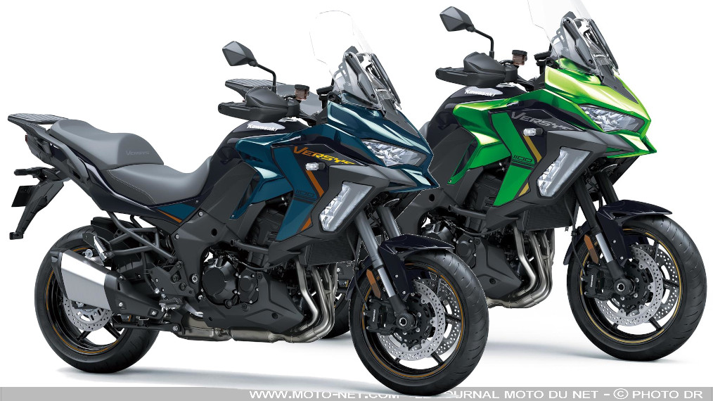 Deux nouveaux coloris pour les Kawasaki Versys 1100 S et SE en 2026

Vu en vert, bleu, jaune, rouge ou blanc sur les routes du Tour de France 2025, le maxitrail de Kawasaki bénéficiera pour 2026 de deux nouveaux coloris. Importée dans notre pays dans ses versions haut de gamme S et SE, la Versys 1100 troque le Gris et le Blanc de son lancement fin 2024, contre un Vert et un Bleu. Découverte.
