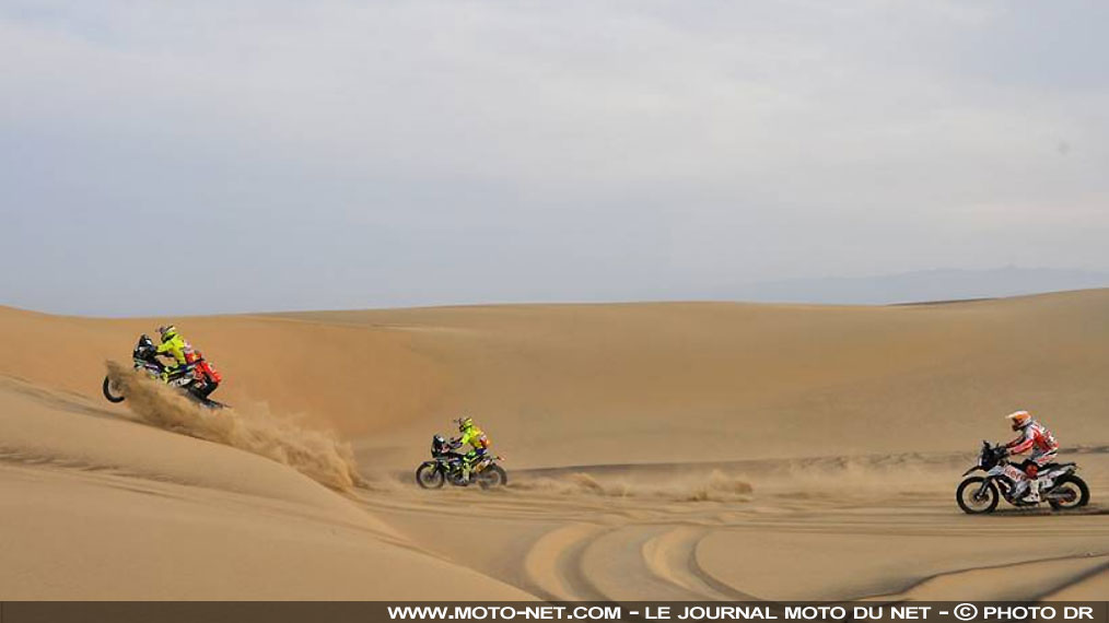 Dakar moto étape 9 : Michael Metge (Sherco) à l'attaque, Van Beveren (Yamaha) à l'arrêt