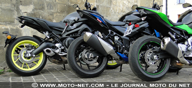 Kawasaki 900 Vs Suzuki GSX-S750 Vs Yamaha MT-09 : élection du meilleur roadster japonais maxi-mid-size