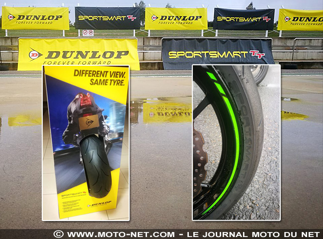 Essai du nouveau pneu moto Dunlop SportSmart TT : premières sensations sous la pluie...