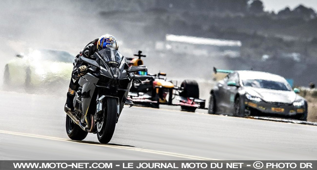 [Vidéo] Sofuoglu et sa Ninja H2R remportent une course moto... auto et avion !