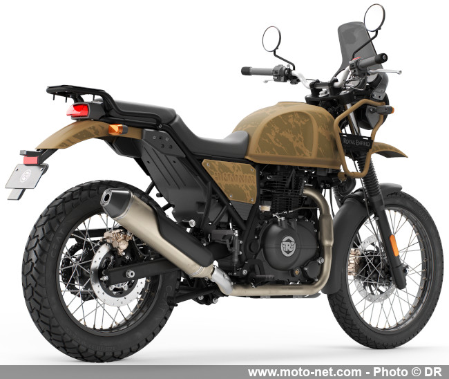 Coloris nature pour l’Himalayan en 2023, finition militaire pour la Classic 