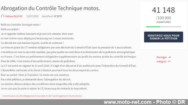La pétition contre le contrôle technique moto dépasse les 40 000 signatures