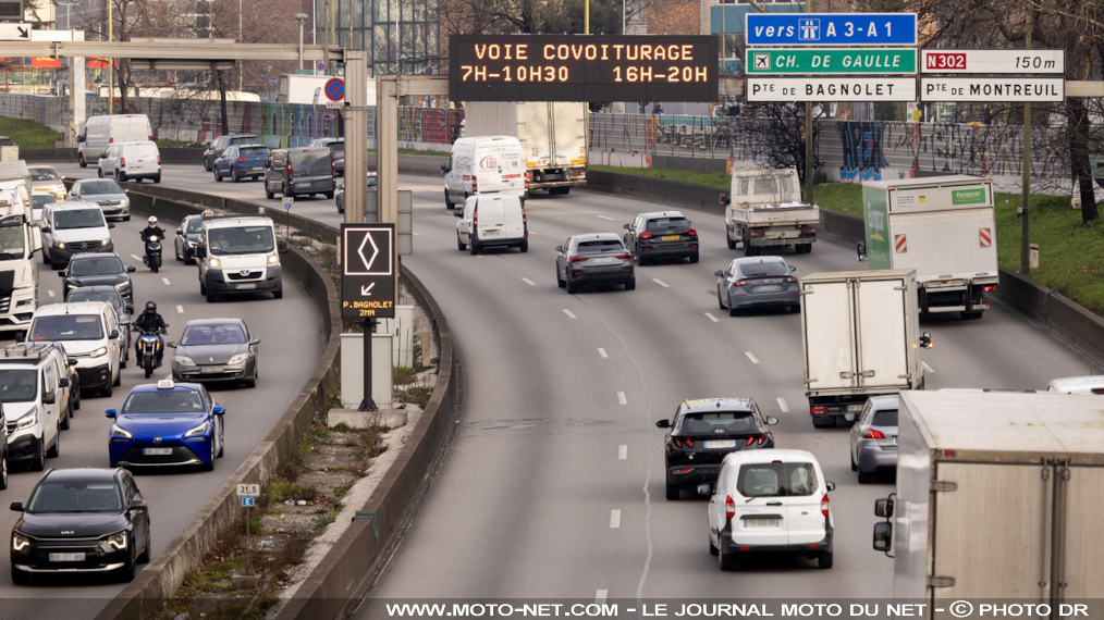 Voie réservée au covoiturage : allez-y les motards, mais doucement